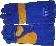Blue lined yellow palm welding glove, kevlar Stitch, elbow length 8"